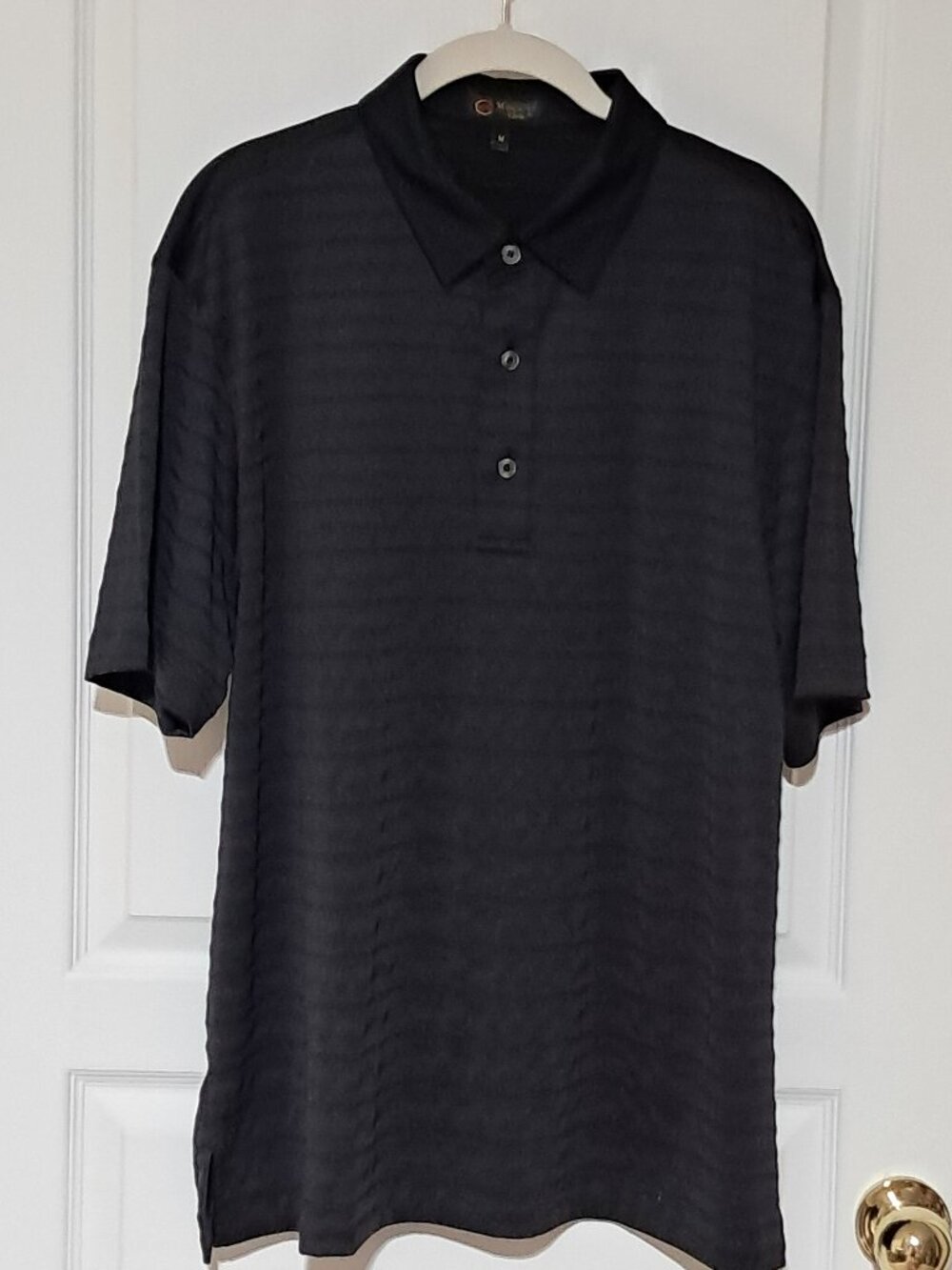 Monterey Club Black on Black striped Golf Shirt / MEDIUM